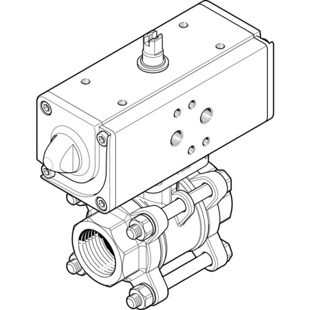 VZBA-1/2"-GG-63-T-22-F0304-V4V4T-PP15-R- Kugelhahn-Antriebseinheit